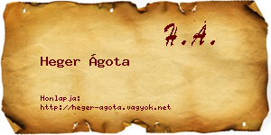 Heger Ágota névjegykártya